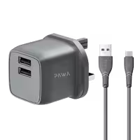 شارژر دیواری دو پورت PocketMini پاوا Pawa (استاندارد UK) با کابل Micro USB