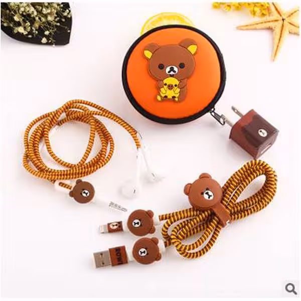 پک محافظ کابل شارژ با کیف گرد ریلاکوما نارنجی Orange Rilakoma usb cable protector