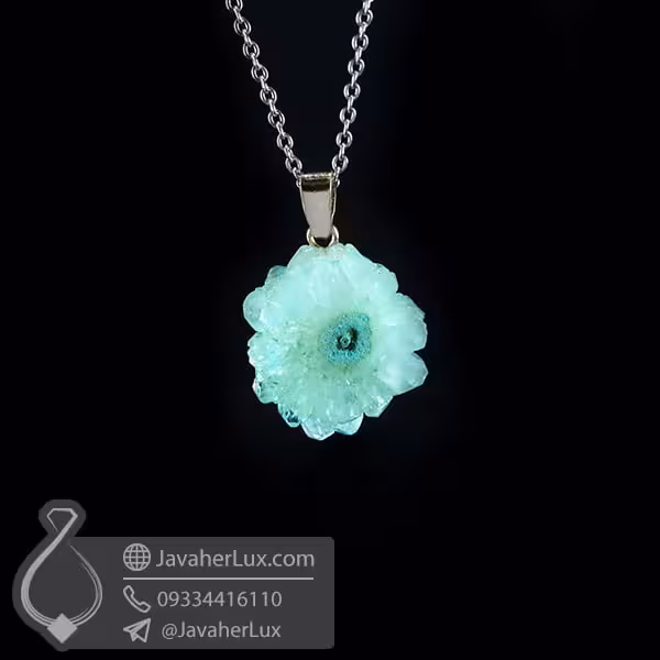 گردنبند سنگ کوارتز سبز مدل روماک _ کد : 400402