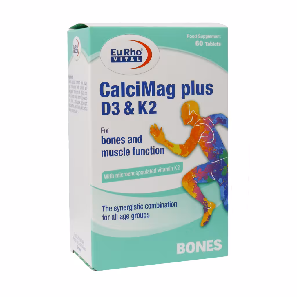قرص کلسی مگ پلاس D3 و K2 یوروویتال 60 عدد