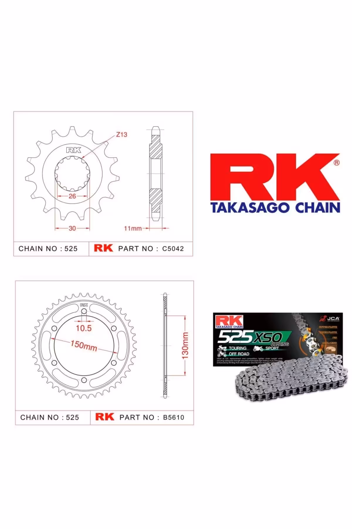 TDM 900 RK RING GAIN GEAR 525 XSO 16 42T 2002  Yamaha