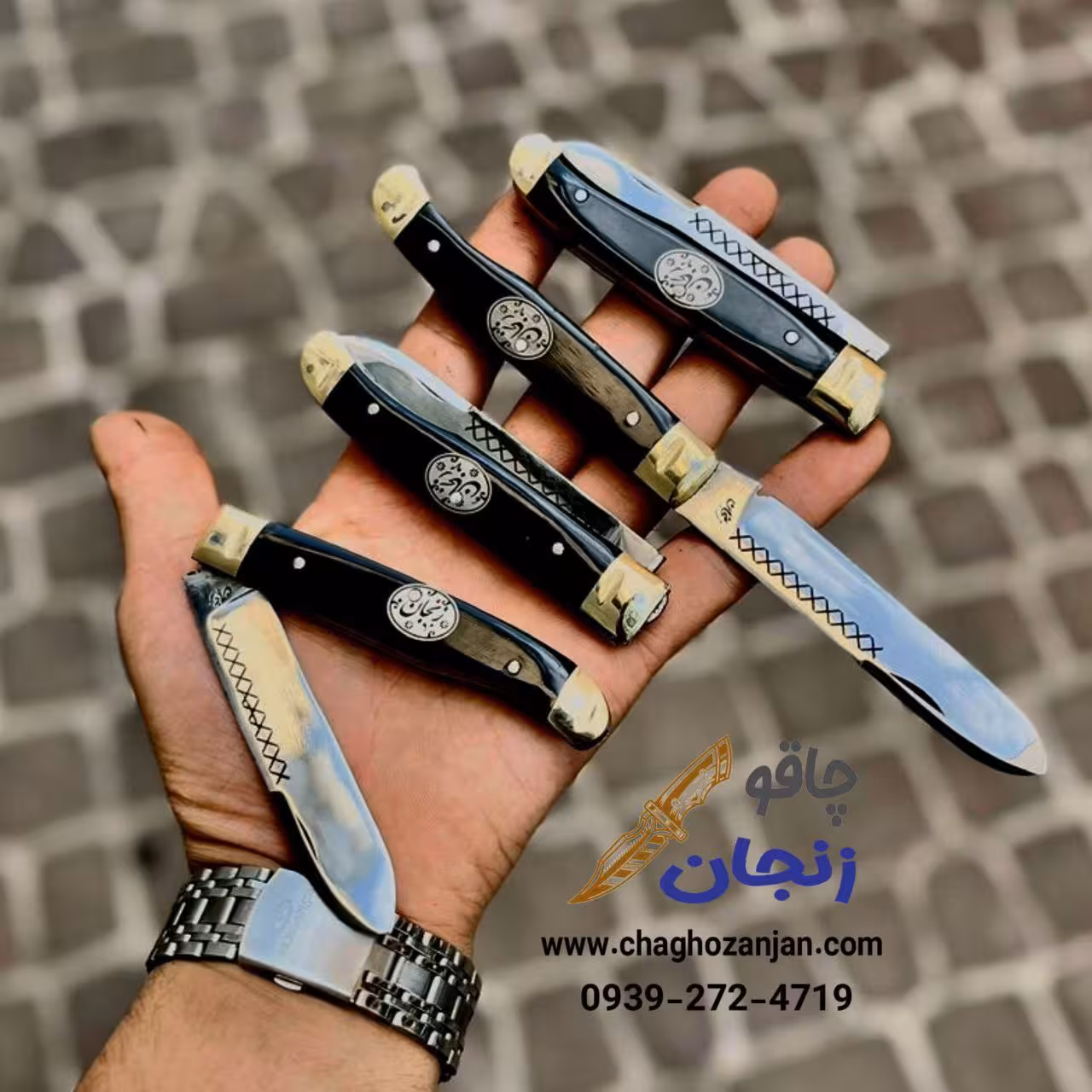 چاقو میوه خوری زنجان درحالت باز 18 سانت