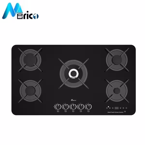 گاز رومیزی بیمکث کد 0048RF پنج شعله شیشه مشکی