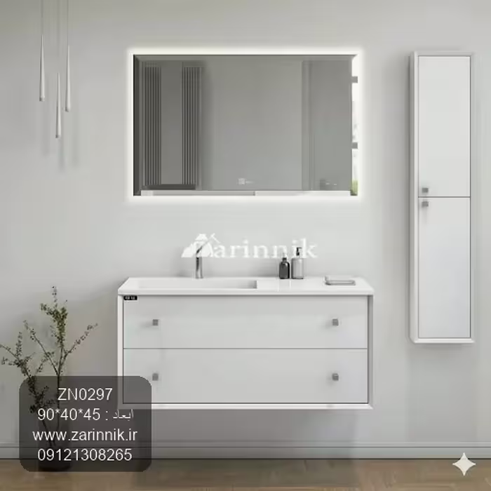روشویی کابینتی مدرن سفید زرین نیک کد ZN0297