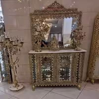 آینه کنسول ویترین دار روکش برنز، مدل نیلوفر، آلومینیوم درجه 1، ورق ضخیم، با ضمانت کیفیت کالا