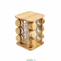 ادویه 12تایی گردون ایستاده مربع چوبیUN-6111