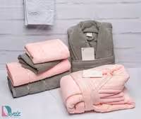 حوله ست دو نفره طرح ماکرو رنگ گلبهی و سدری تیره