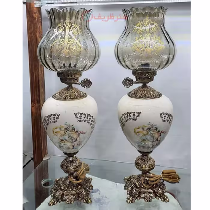 چراغ لامپا ستون سرامیکی سفید سایز بزرگ