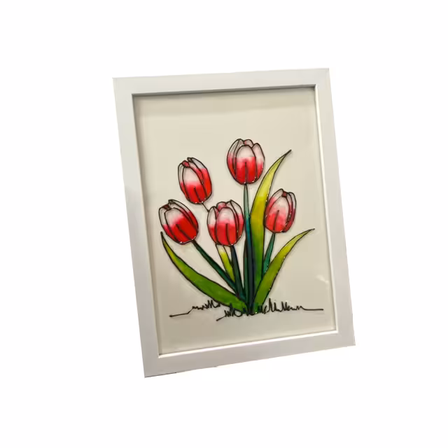 تابلو ویترای طرح گل لاله 24 * 33