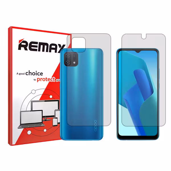 گلس صفحه نمایش و پشت گوشی اوپو A16K مدل شفاف برند ریمکس کد SS