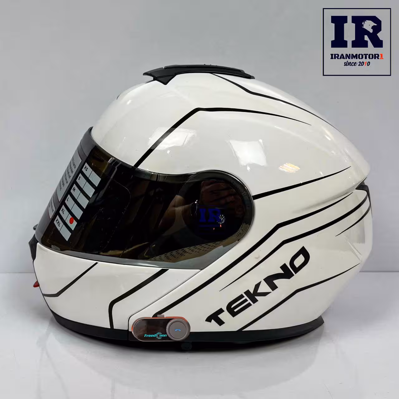 کلاه کاسکت بلوتوث دار فک متحرک تکنو Tekno - سفید مشکی براق   T-com VB