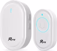 زنگ درب بی‌سیم RUTZ®، کیت زنگ درب بی‌سیم و قابل اتصال به پریز ضد آب با برد 300 متر و 39 زنگ، 5 سطح صدا و چراغ LED، نصب آسان برای خانه و آپارتمان (سفید)