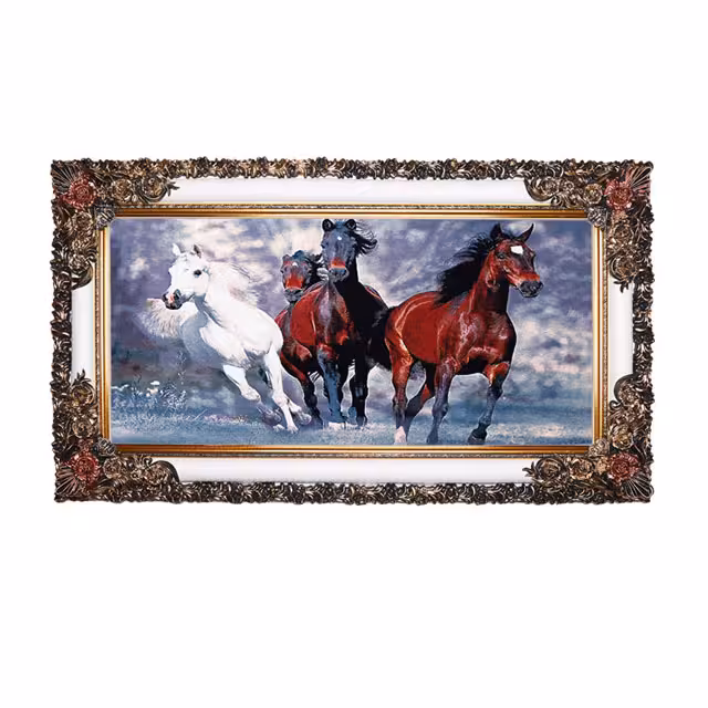 تابلو فرش ماشینی دنیای فرش طرح اسب کد 407