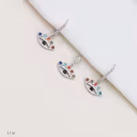 نیم ست نقره طرح چشم ریز نگین رنگی کد 1607