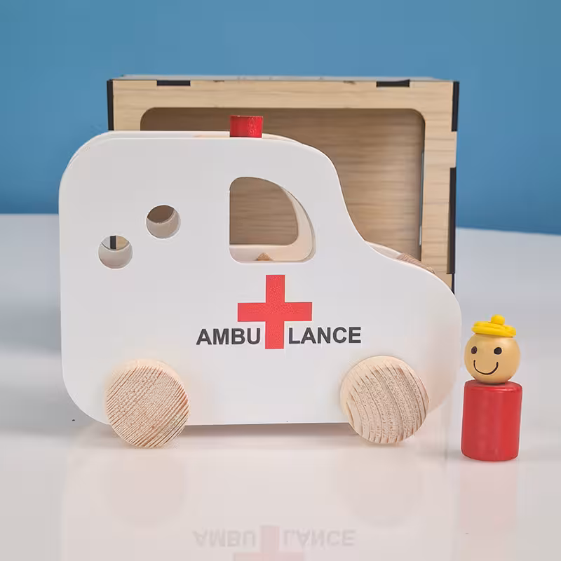 ماشین چوبی اسباب بازی مدل آمبولانس کد 4266585
