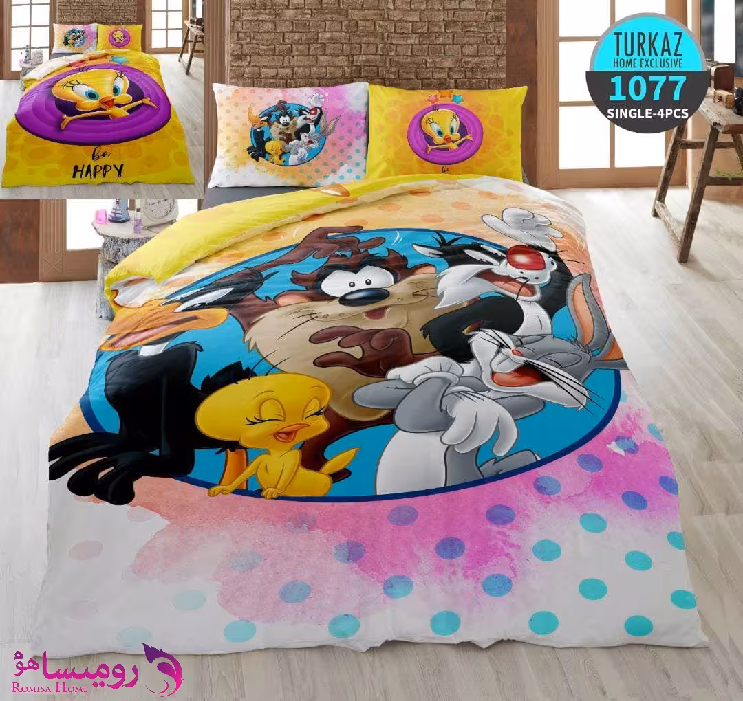 قیمت و خرید سرویس روتختی طرح انیمیشن یک نفره برند Turkaz کد 1077