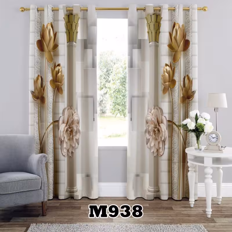 پرده سه بعدی طرح گل سه بعدی