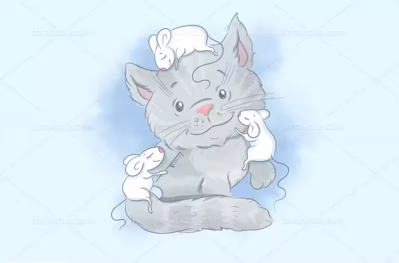 وکتور کاراکتر گربه و موش | گرافیک با طعم تربچه