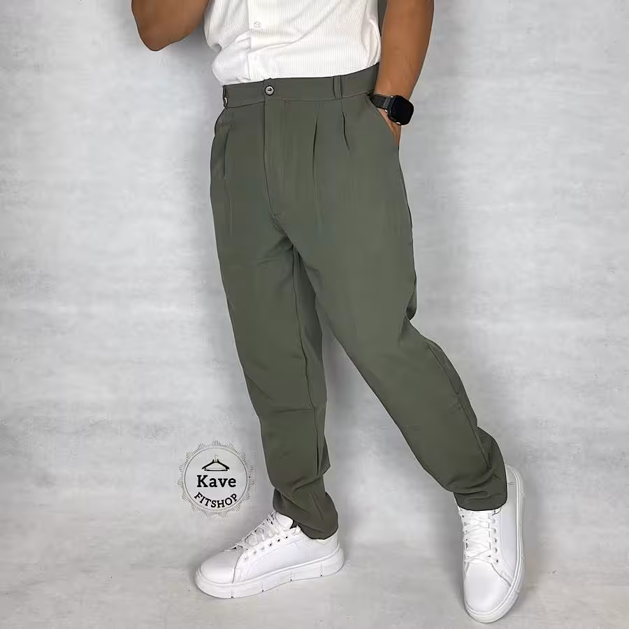 شلوار مردانه مدل کمر ایتالیایی کلاسیک | سبز سدری