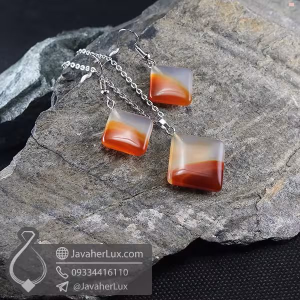 نیم ست سنگ عقیق مدل شاه پره _ کد : 400657