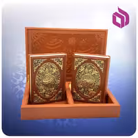 ست قرآن و حافظ وزیری جعبه باز شو چرم و مس کاغذ گلاسه