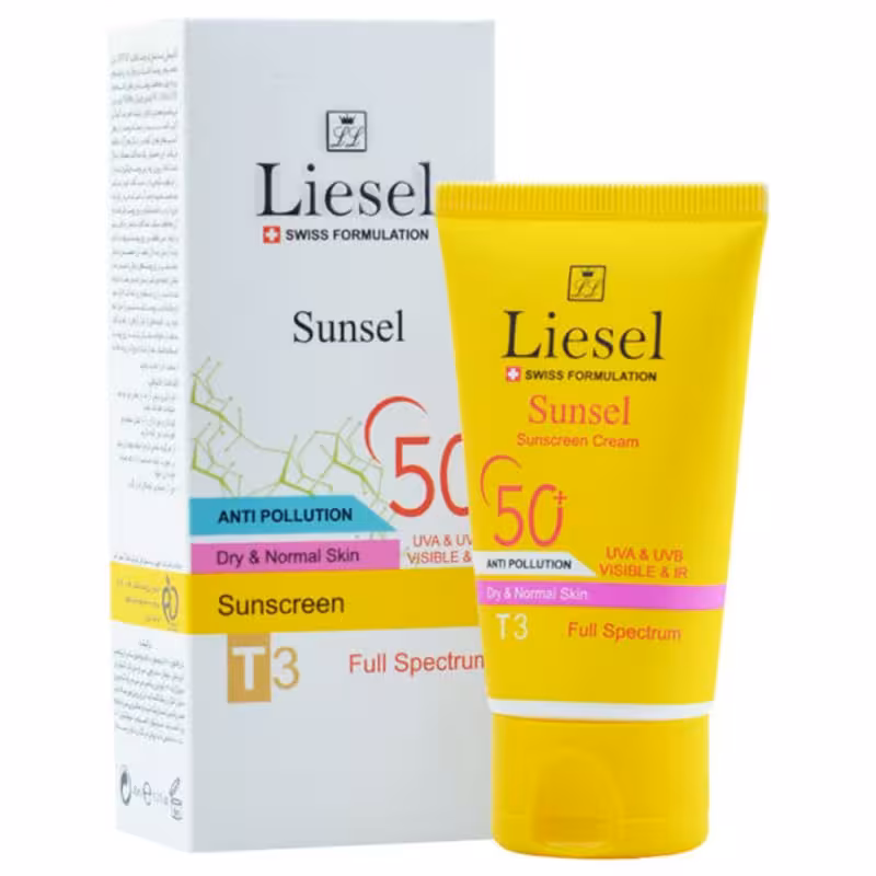 کرم ضد آفتاب SPF50 رنگی مخصوص پوست خشک و نرمال T3