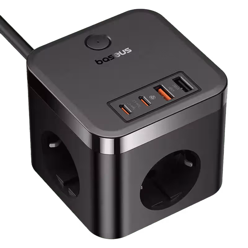 چند راهی و هاب شارژر 7 پورت باسئوس مدل E00066400117-00 به طول 1.5 متر با توان 30 وات