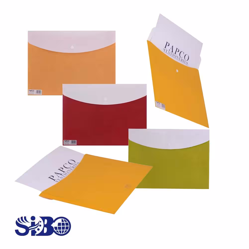 پوشه دکمه دار پاپکو A4 جیب دار متالیک کد 113