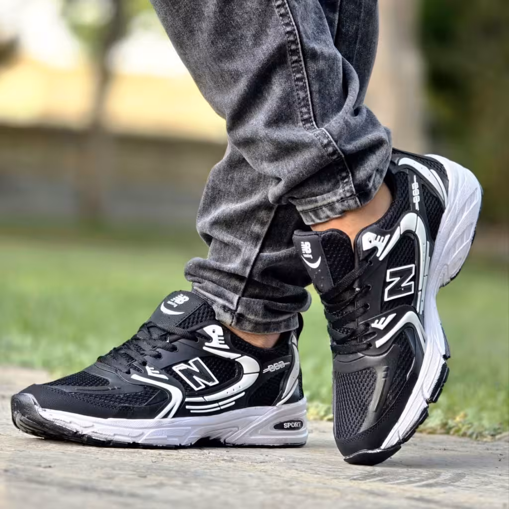 فروش بی نظیر  کفش کتونی اسپرت مردانه و پسرانه مدل نیوبالانس 530 ویژه پیاده روی و باشگاه رنگ مشکی سفید  با ارسال رایگان