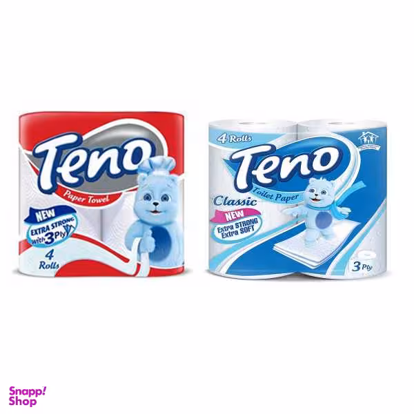 دستمال حوله ای و دستمال توالت تنو مدل T4-H4 مجموعه 2 عددی