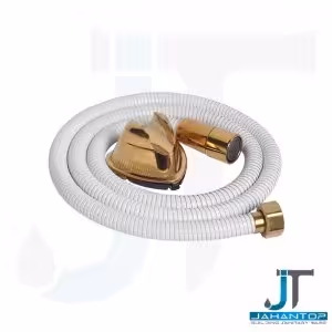 شلنگ توالت فنری ریز بافت مهره برنجی سفید طلایی