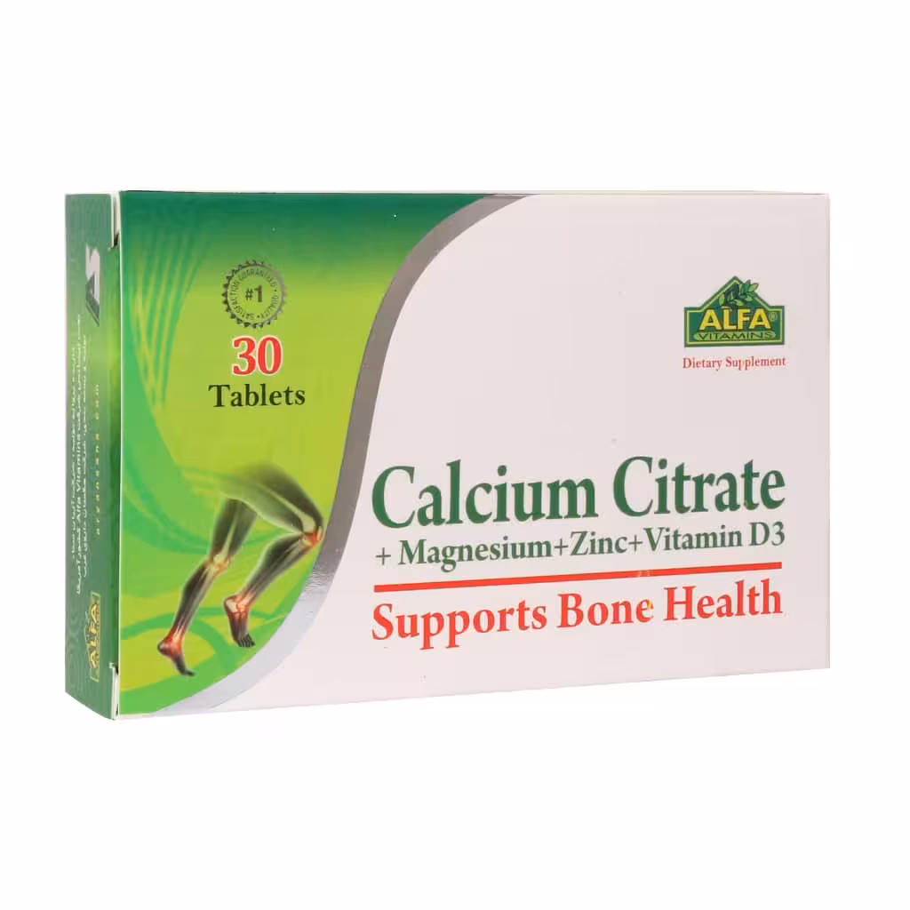 قرص کلسیم سیترات منیزیم زینک و ویتامین D3 آلفا ویتامینز 30 عددی