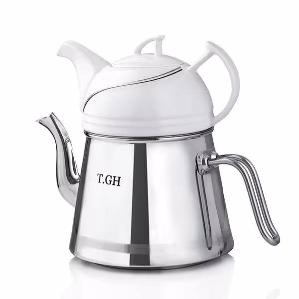 کتری قوری لوله دار قیطاسی  2.5 لیتری مدل 30850 براق کف چدن