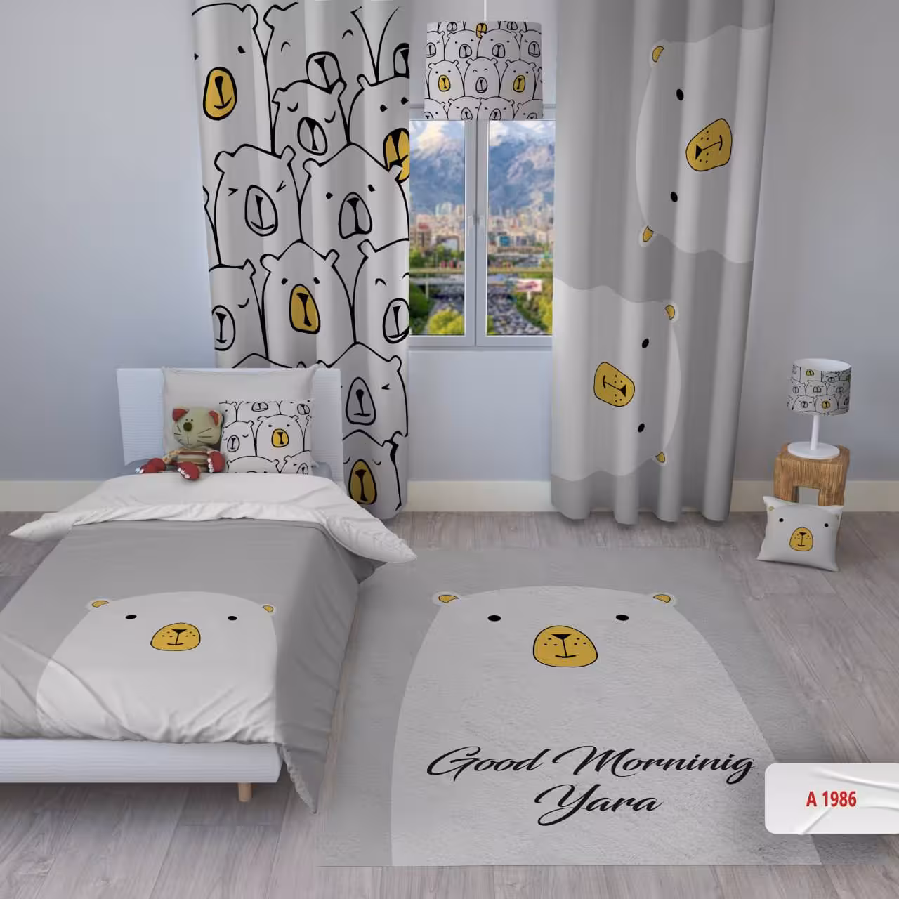 سرویس روتختی طرح خرس سفید یک نفره کد A1986