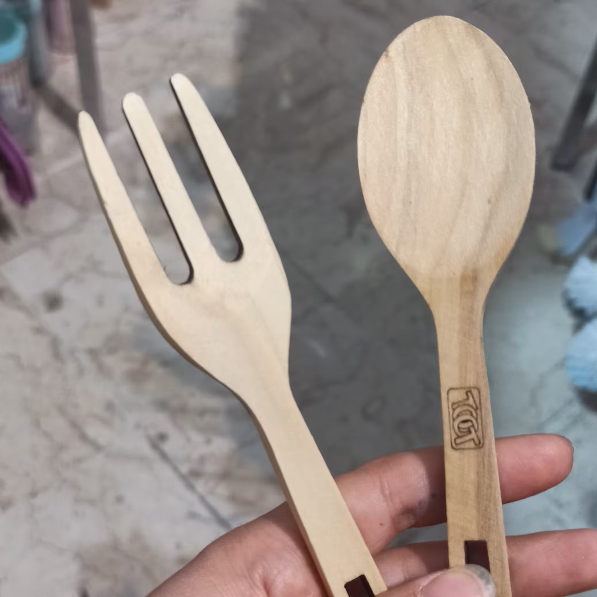 ست قاشق و چنگال چوبی 