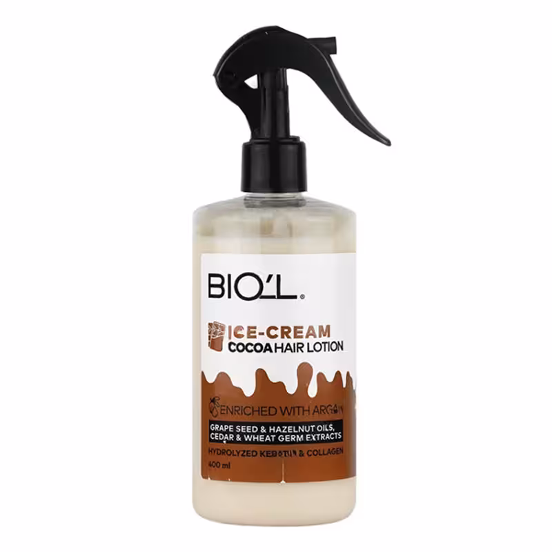 لوسیون تقویت کننده و آبرسان مو بیول BIOL رایحه بستنی شکلاتی حجم 400ml