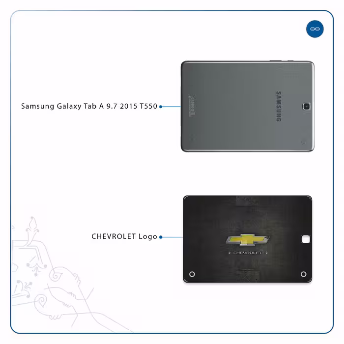 برچسب پوششی ماهوت مدل CHEVROLET-Logo مناسب برای تبلت سامسونگ Galaxy Tab A 9.7 2015 T550