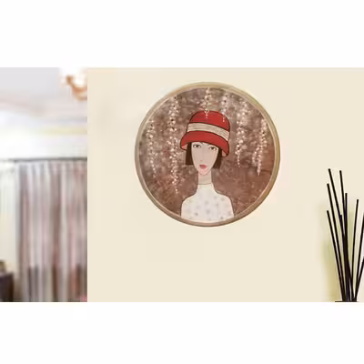 بشقاب دیوارکوب سفالی طرح بانو 