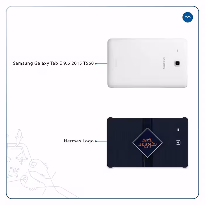 برچسب پوششی ماهوت مدل Hermes-Logo مناسب برای تبلت سامسونگ Galaxy Tab E 9.6 2015 T560