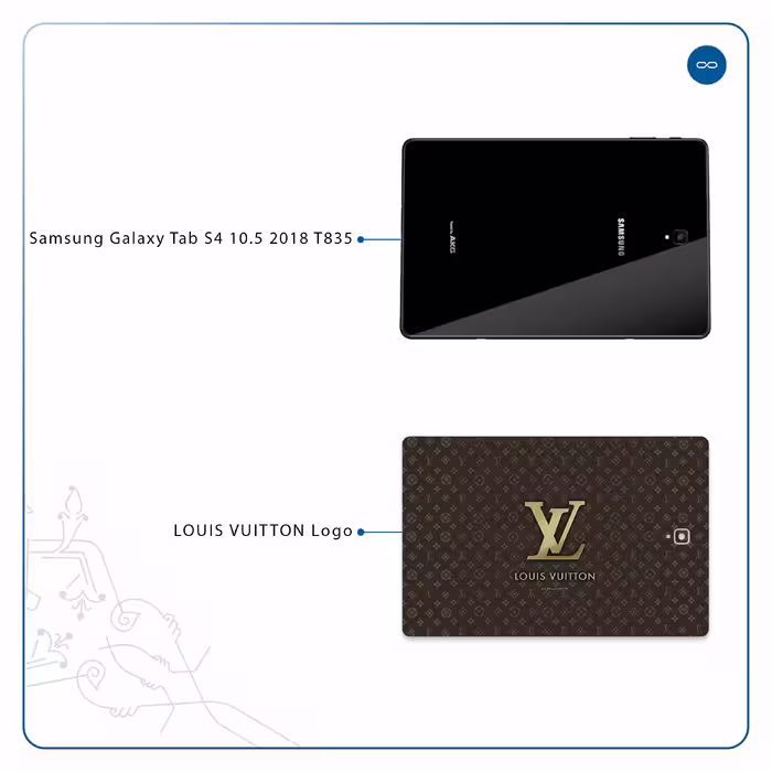 برچسب پوششی ماهوت مدل LOUIS-VUITTON-Logo مناسب برای تبلت سامسونگ Galaxy Tab S4 10.5 2018 T835