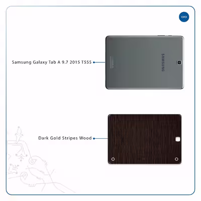 برچسب پوششی ماهوت مدل Dark-Gold-Stripes-Wood مناسب برای تبلت سامسونگ Galaxy Tab A 9.7 2015 T555