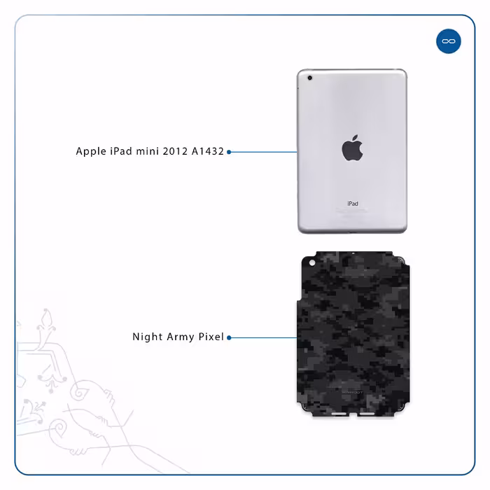 برچسب پوششی ماهوت مدل Night-Army-Pixel مناسب برای تبلت اپل iPad mini 2012 A1432