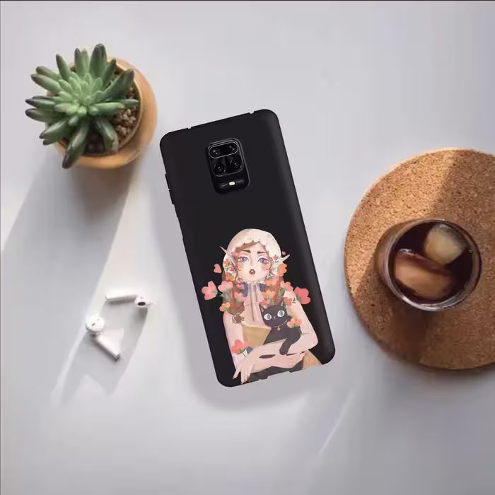 کاور طرح دختر و گربه کد 203 مناسب برای گوشی موبایل شیائومی Redmi Note 9s / Note 9 Pro