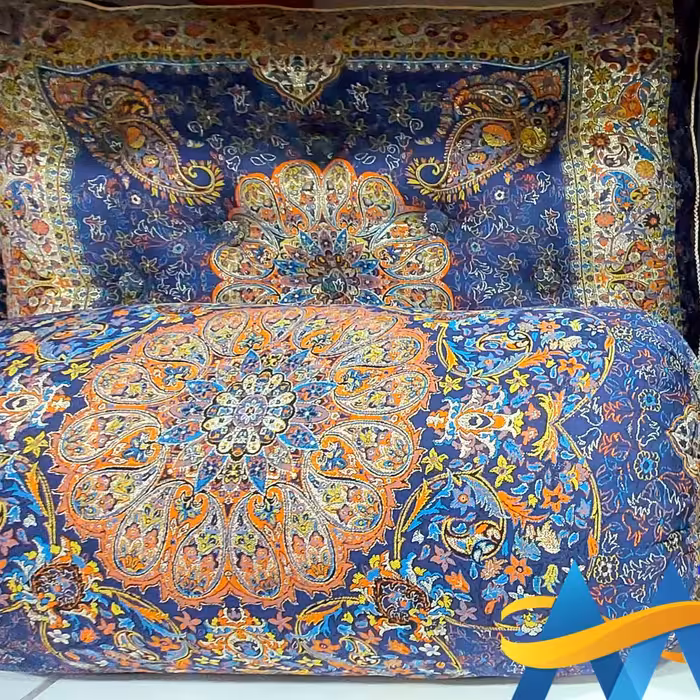 سرویس شاهنشین ترمه طرح افشاری مدل 5تکه رنگ سورمه ای 