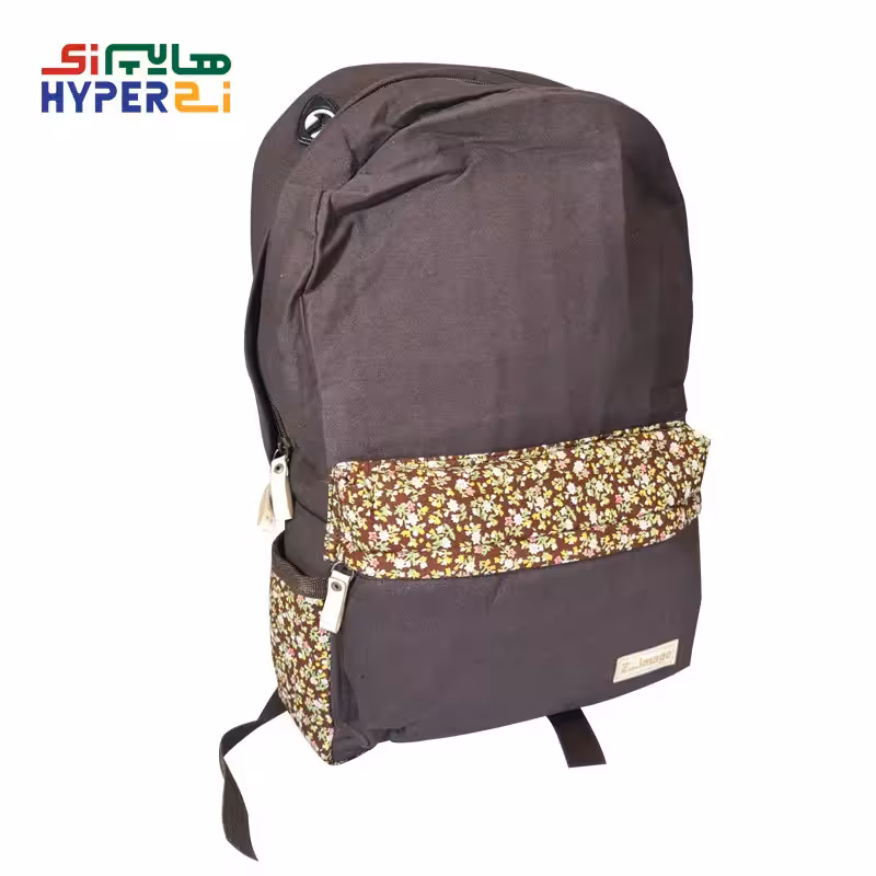 کوله پشتی زیماژ کد K019 طرح قهوه ای گل ریز نواریZimage