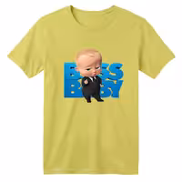 تی شرت آستین کوتاه بچگانه مدل بچه رئیس کد 1 رنگ زرد لیمویی