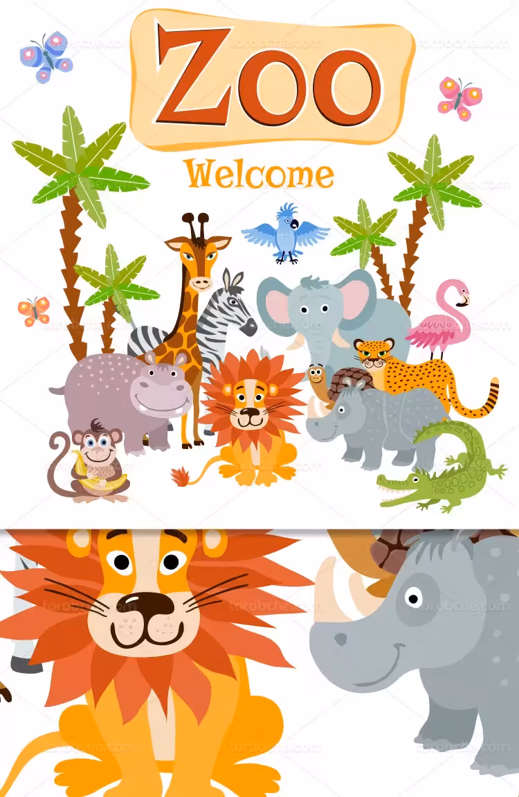 وکتور حیوانات باغ وحش | گرافیک با طعم تربچه