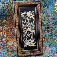 تابلو قلمزنی رومیزی با قاب خاتم کاری تک گل 15در30