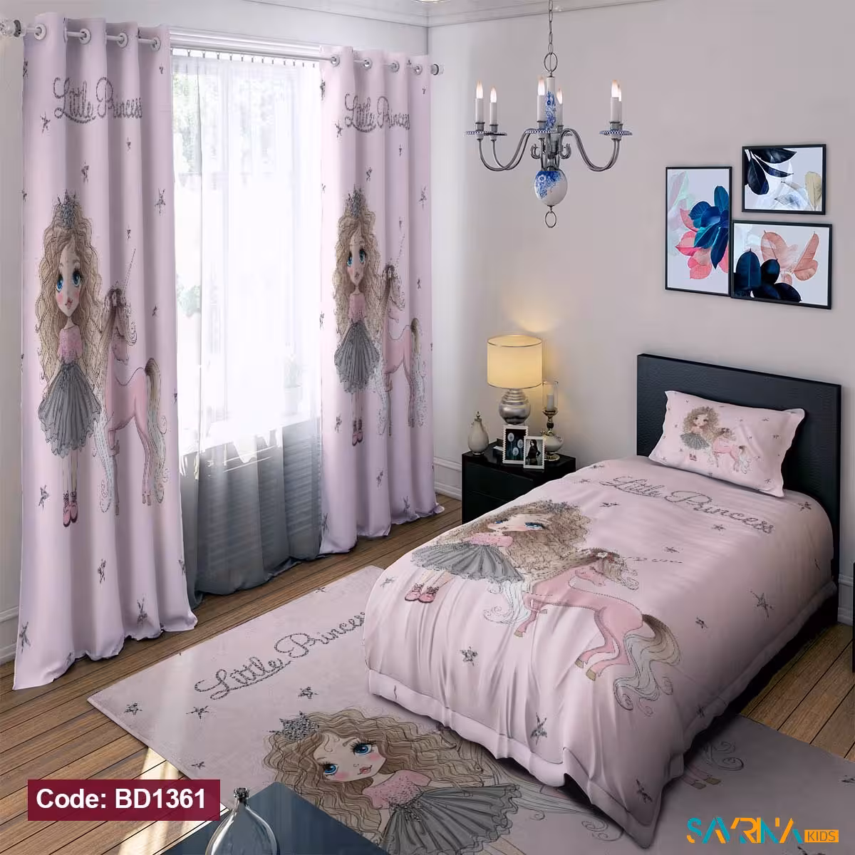 ست اتاق خواب دخترانه طرح دختر مودب کد BD1361