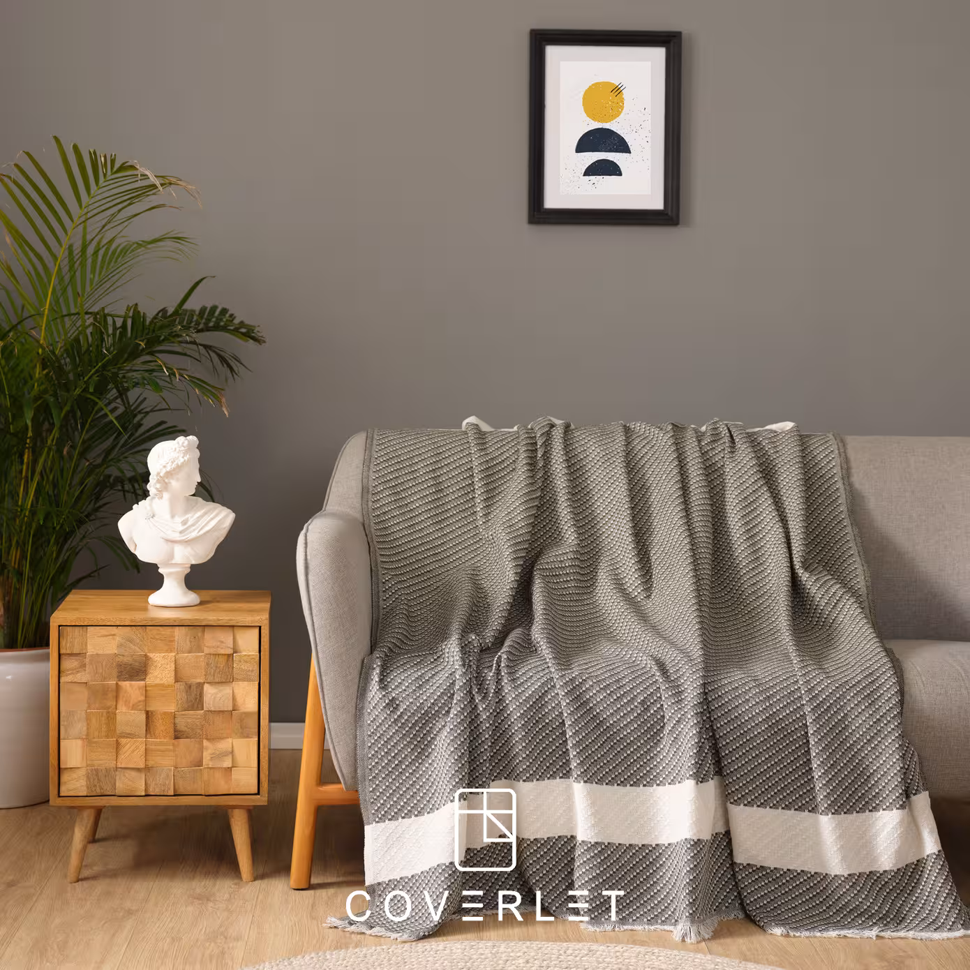 شال تخت و مبل رنگ خاکی مدل Wilma (2 سایز)